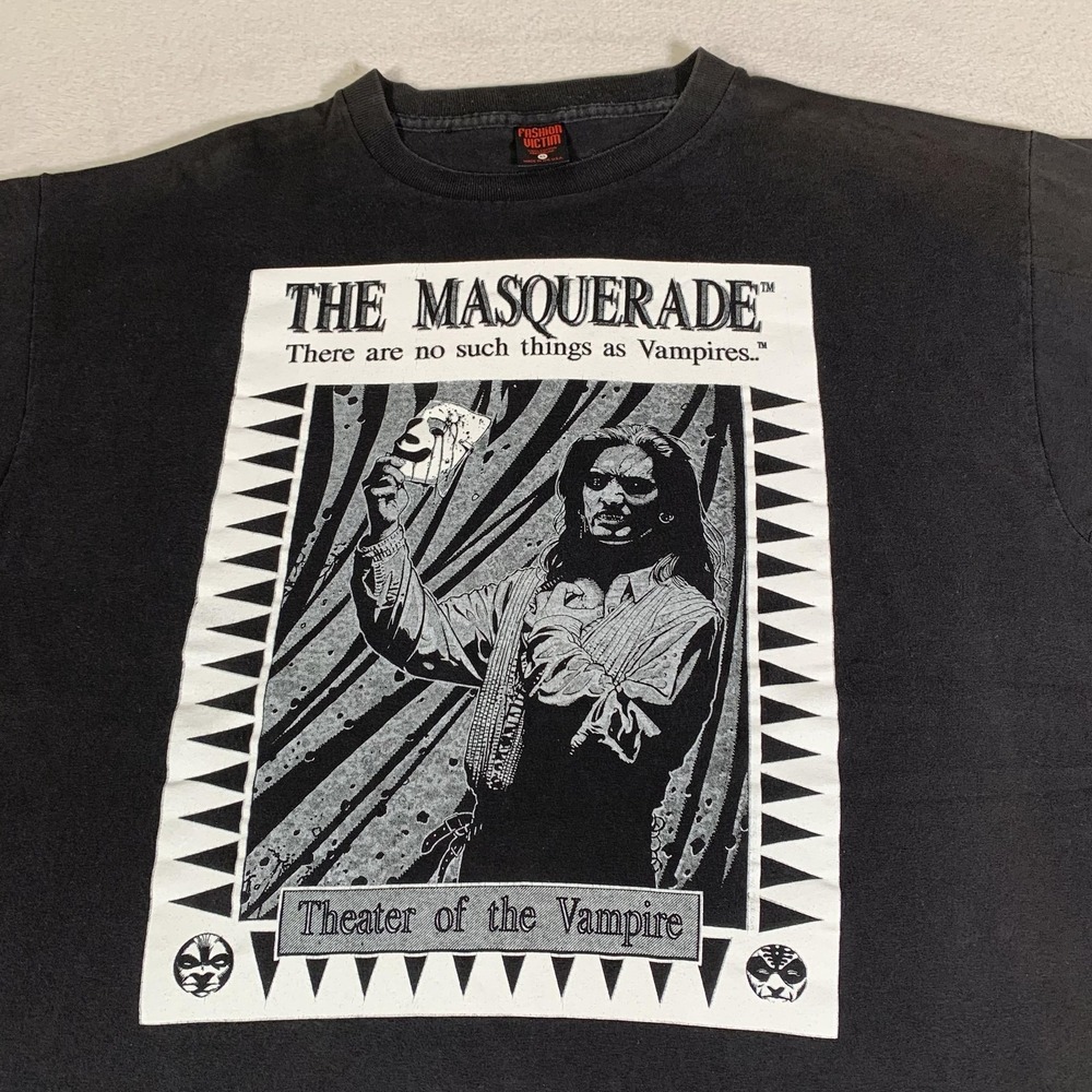 Vintage Fashion Victim Shirt Men XL Black The Masquerade Vampire Gothic USA Made